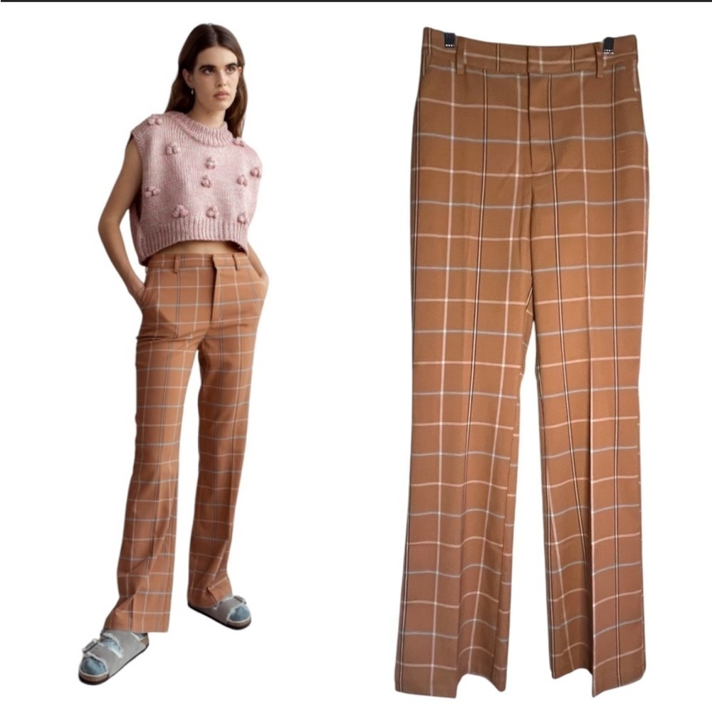 Urban Outfitters Sophie High-Waisted Flare Wide Leg Plaid Pants Size 4
